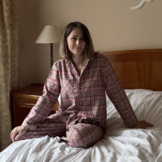 *Piżama flanelowa   “Różowo–beżowa kratka”