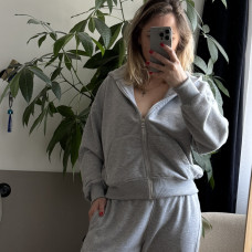 *Zip hoodie z kapturem   “Szary melanż”