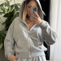 *Zip hoodie z kapturem   “Szary melanż”