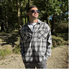 *Koszula  flanelowa męska “Szara kratka”