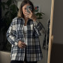 *Koszula kaszmirowa ciepła “Niebieska krata”