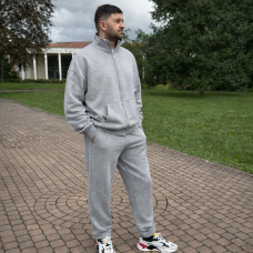 *Dres hoodie ze stójką + joggery  “Szary melanż”