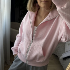 *Zip hoodie z tkaniny pikowanej (kapitone)  “Różowy”