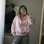 *Zip hoodie z tkaniny pikowanej (kapitone)  “Różowy”