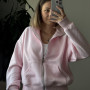 *Zip hoodie z tkaniny pikowanej (kapitone)  “Różowy”