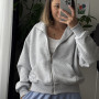 *Zip hoodie  z tkaniny pikowanej (kapitone)  “Szary melanż”