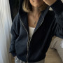 *Zip hoodie  z dzianiny pikowanej (kapitone)   “Granatowy”