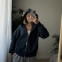 *Zip hoodie  z dzianiny pikowanej (kapitone)   “Granatowy”