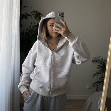 *Zip hoodie z dzianiny pikowanej (kapitone)   “Cappuccino melanż”