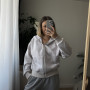 *Zip hoodie z dzianiny pikowanej (kapitone)   “Cappuccino melanż”