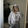 *Zip hoodie z dzianiny pikowanej (kapitone)   “Cappuccino melanż”