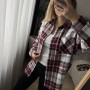 *Koszula kaszmirowa ciepła “Bordowo-biała krata”