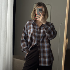 *Koszula flanelowa damska   “Czekoladowo-błękitna”