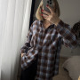 *Koszula flanelowa damska   “Czekoladowo-błękitna”