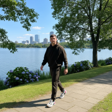 *Męski dres z hoodie przez głowę i spodniami joggery “Czarny”
