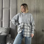 *Bawełniana bluza-koszula flanelowa Oversize   “Szara krata”
