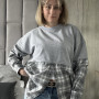 *Bawełniana bluza-koszula flanelowa Oversize   “Szara krata”