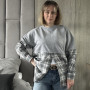 *Bawełniana bluza-koszula flanelowa Oversize   “Szara krata”