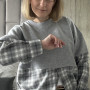 *Bawełniana bluza-koszula flanelowa Oversize   “Szara krata”