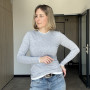 *Dopasowany longsleeve Double Layer „Szary melanż”