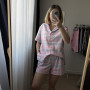 *Piżama flanelowa  z krótkim rękawem i szortami  “Pink sky”