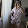 *Piżama flanelowa  z krótkim rękawem i szortami  “Pink sky”