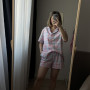 *Piżama flanelowa  z krótkim rękawem i szortami  “Pink sky”