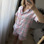 *Piżama flanelowa  z krótkim rękawem i szortami  “Pink sky”