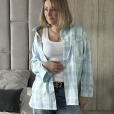 *Koszula flanelowa damska   “Miętowo-błękitna”