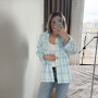 *Koszula flanelowa damska   “Miętowo-błękitna”