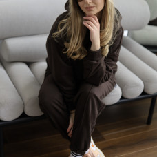*Dres kangurka + joggery oversize z przeszyciami “Czekoladowy” 