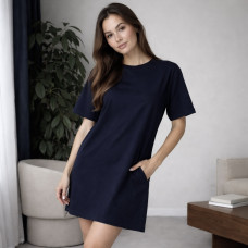 *Bawełniana sukienka t-shirtowa oversize „Granatowy”