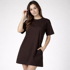 *Bawełniana sukienka t-shirtowa oversize „Czekoladowy”