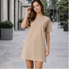 *Bawełniana sukienka t-shirtowa oversize „Cappuccino”