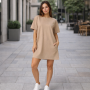 *Bawełniana sukienka t-shirtowa oversize „Cappuccino”