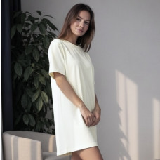 *Bawełniana sukienka t-shirtowa oversize „Mleczny”