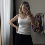 Bawełniany top w prążek  „Biały”