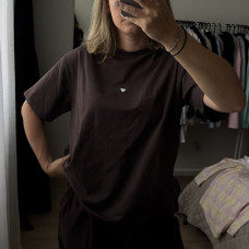 *Koszulka Oversize „Czekoladowa” białe serduszko