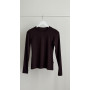 Wiskozowy dopasowany longsleeve „Milano” czekoladowy