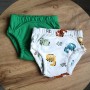 Zestaw 2 szt  majtek treningowych z 6 warstw muślinu, dinozaury i zielony