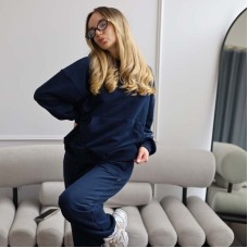 *Dres kangurka + joggery oversize z przeszyciami “Granatowy” 