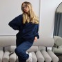 *Dres kangurka + joggery oversize z przeszyciami “Granatowy” 