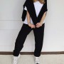 *    Dres kangurka + joggery oversize z przeszyciami “Czarny” 