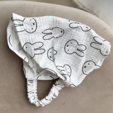 Chustka-bandana muślinowa, króliczki na białym (Plamka PL)