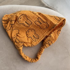 Chustka-bandana muślinowa, króliczki musztardowe (Plamka PL)